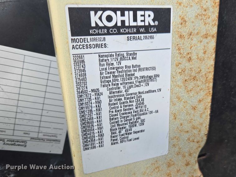image for item YA2729 2005 Kohler Power Systems generator