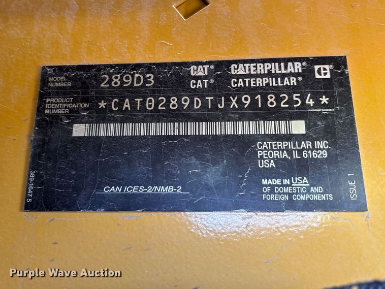 image for item YA2911 2024 Caterpillar 289D3 tracked skid steer loader