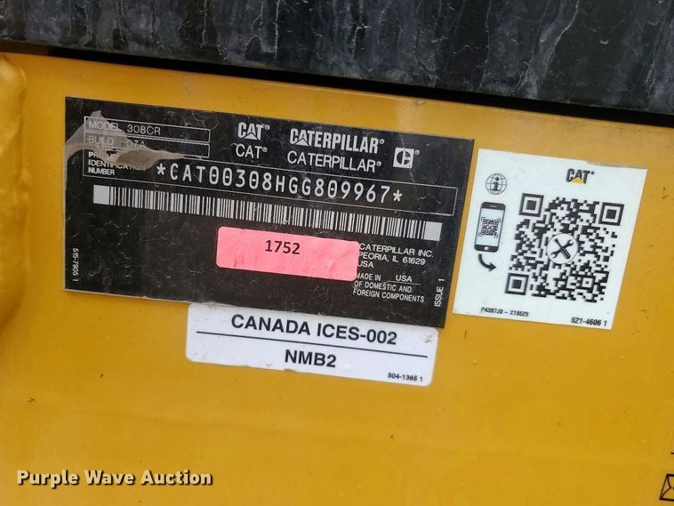 image for item YA2912 2023 Caterpillar 308CR mini excavator