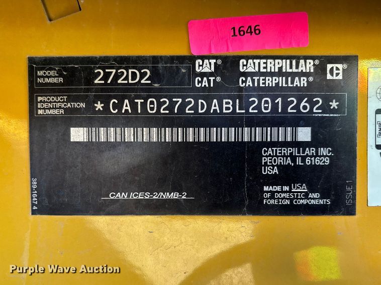 image for item YA2914 2019 Caterpillar 272D2 skid steer loader