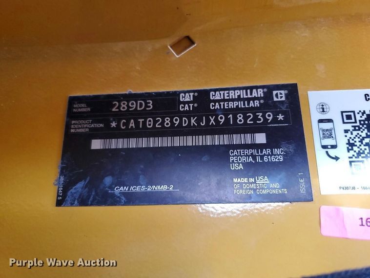 image for item YA2915 2023 Caterpillar 289D3 tracked skid steer loader