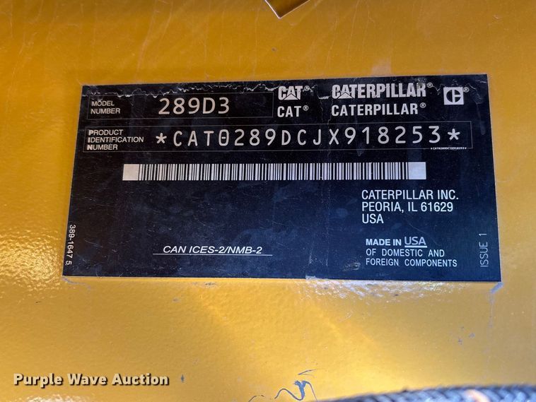 image for item YA2916 2024 Caterpillar 289D3 tracked skid steer loader