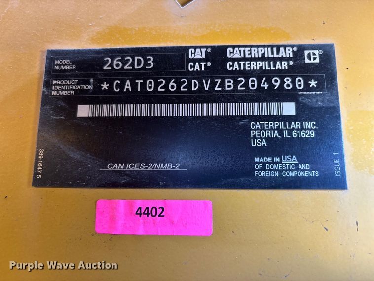 image for item YA2918 2022 Caterpillar 262D3 skid steer loader
