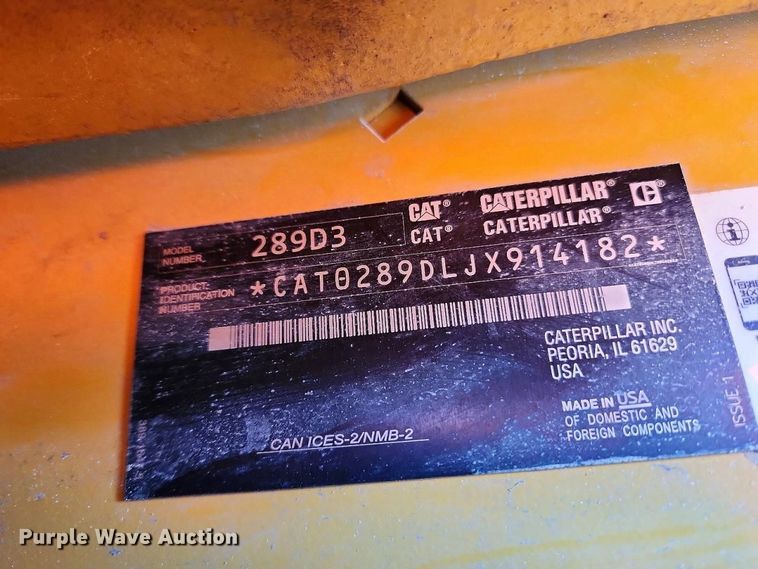 image for item YA2919 2023 Caterpillar 289D3 tracked skid steer loader