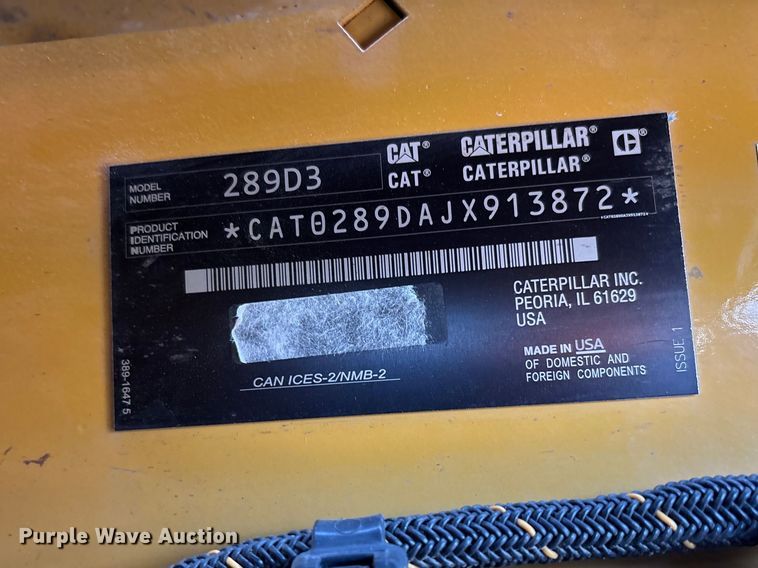 image for item YA2921 2023 Caterpillar 289D3 tracked skid steer loader