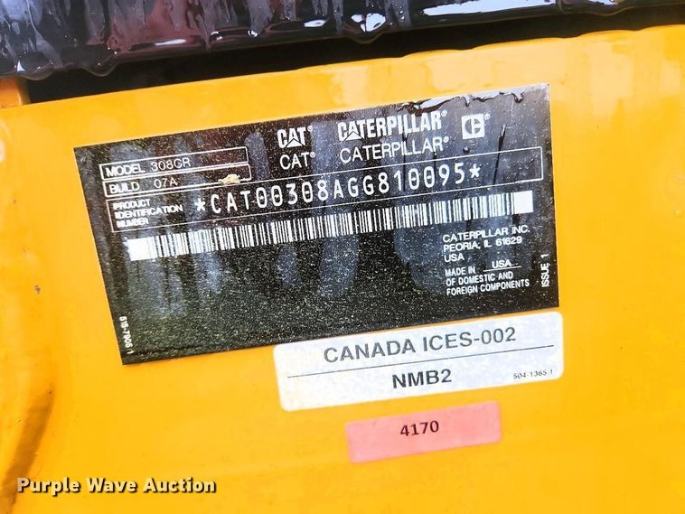 image for item YA2922 2024 Caterpillar 308CR mini excavator
