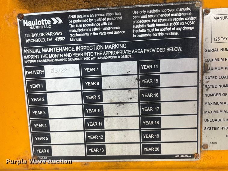 image for item YA3128 2022 Haulotte 5533A boom lift