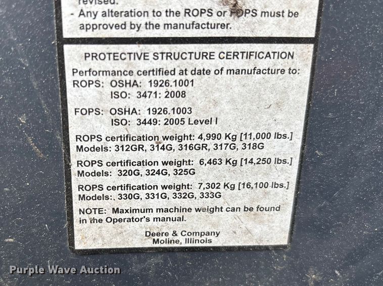 image for item YA3130 2021 John Deere 333G tracked skid steer loader