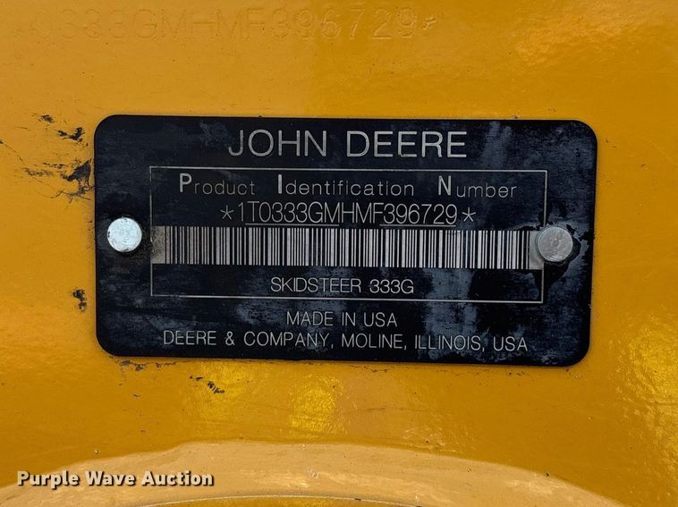 image for item YA3130 2021 John Deere 333G tracked skid steer loader