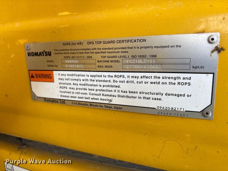 image for item YA3136 2023 Komatsu PC210LC-11 excavator