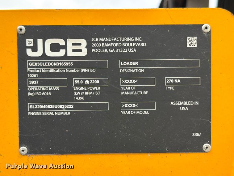 image for item YA3146 2022 JCB 270 skid steer loader