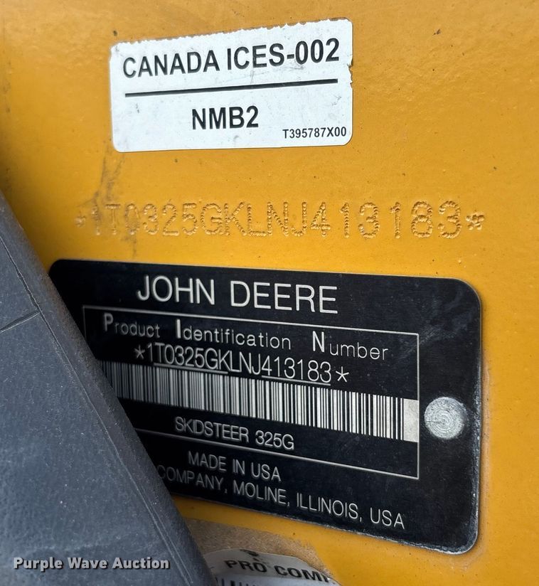 image for item YA3152 2022 John Deere 325G tracked skid steer loader
