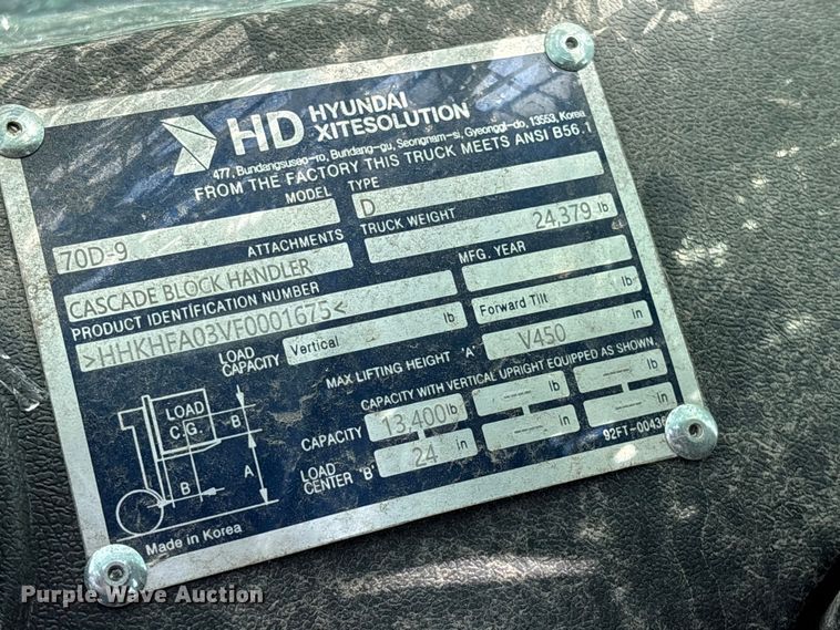 image for item YA3254 Hyundai 70D-9 forklift