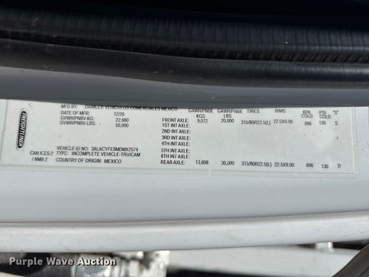 image for item DH1939 2021 Freightliner Business Class M2 refuse truck