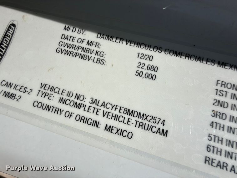 image for item DH1939 2021 Freightliner Business Class M2 refuse truck