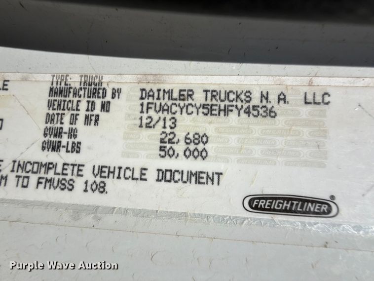 image for item DH1941 2014 Freightliner Business Class M2 refuse truck