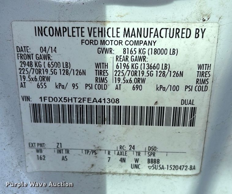 image for item DU2626 2015 Ford F550 Super Duty utility / service truck