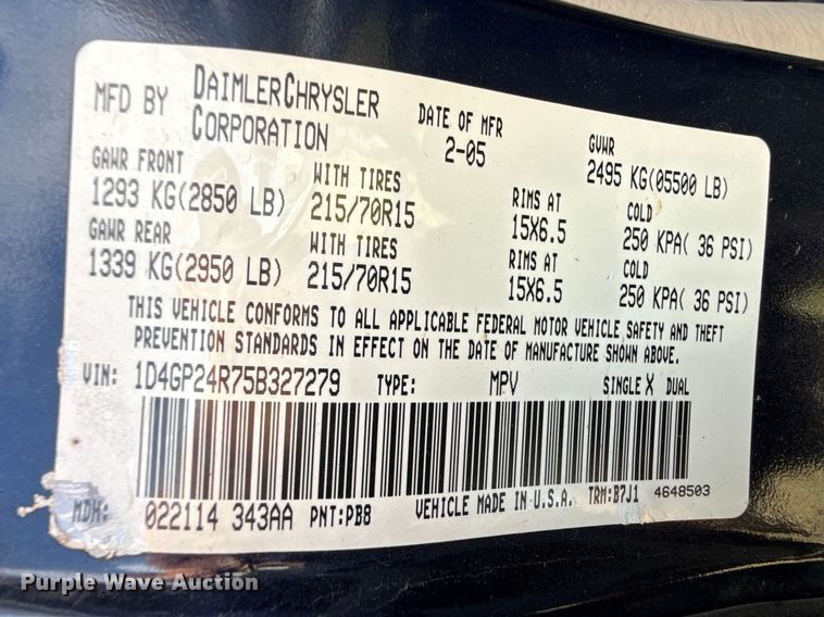 image for item DZ5441 2005 Dodge Grand Caravan SE van
