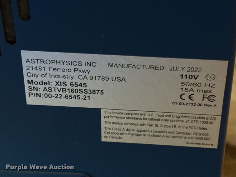 image for item DZ5452 Astrophysics Inc. XIS 6545 security x-ray machine