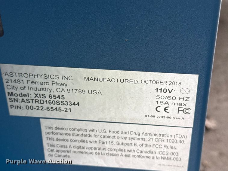 image for item DZ5453 Astrophysics Inc XIS 6545 Security x-ray machine