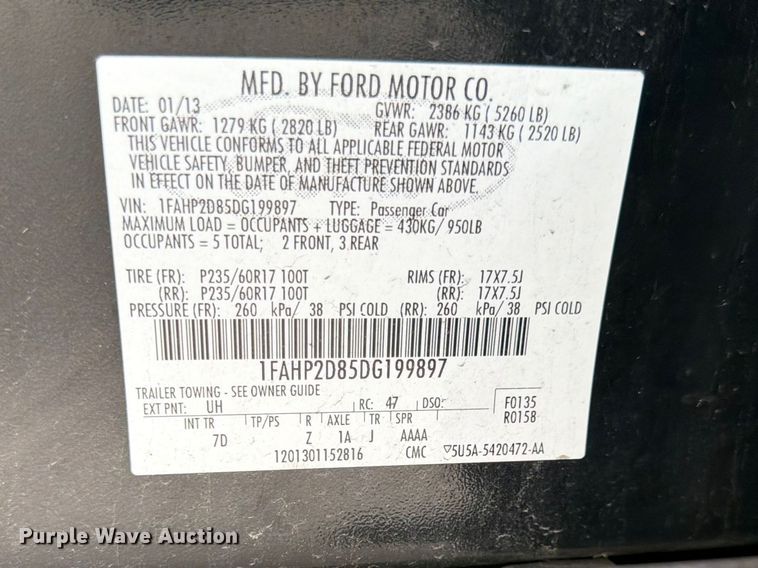 image for item EL0090 2013 Ford Taurus 