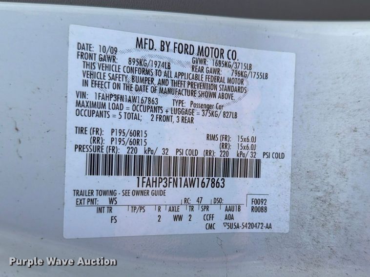 image for item EL0092 2010 Ford Focus 