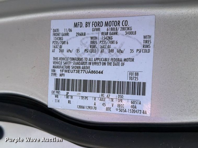 image for item EL0096 2007 Ford Explorer SUV