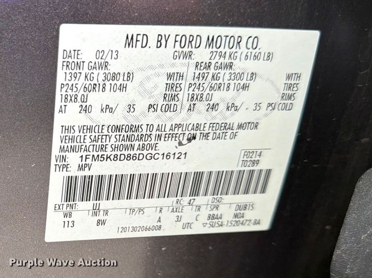 image for item EL0102 2013 Ford Explorer SUV