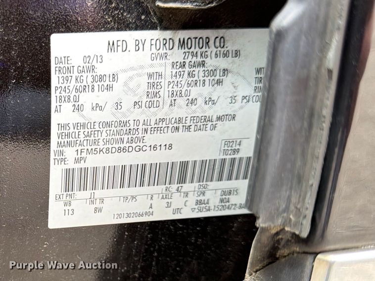 image for item EL0106 2013 Ford Explorer SUV