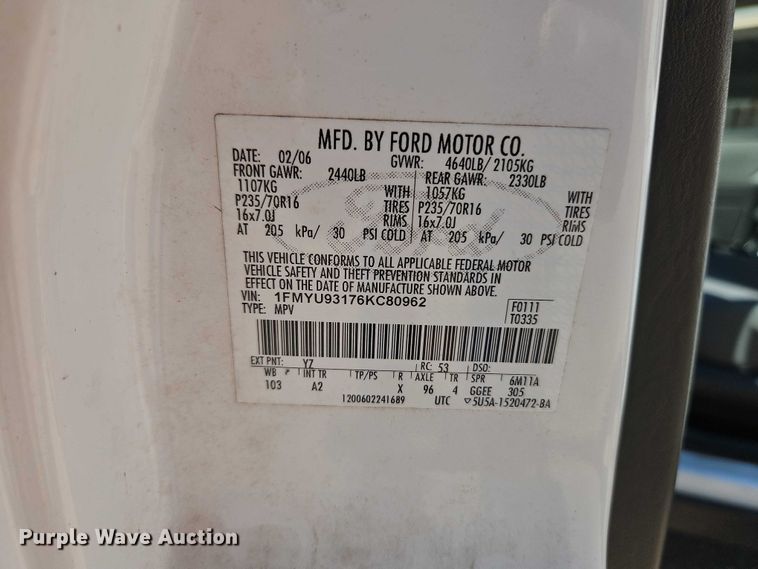 image for item EO7220 2006 Ford Escape SUV