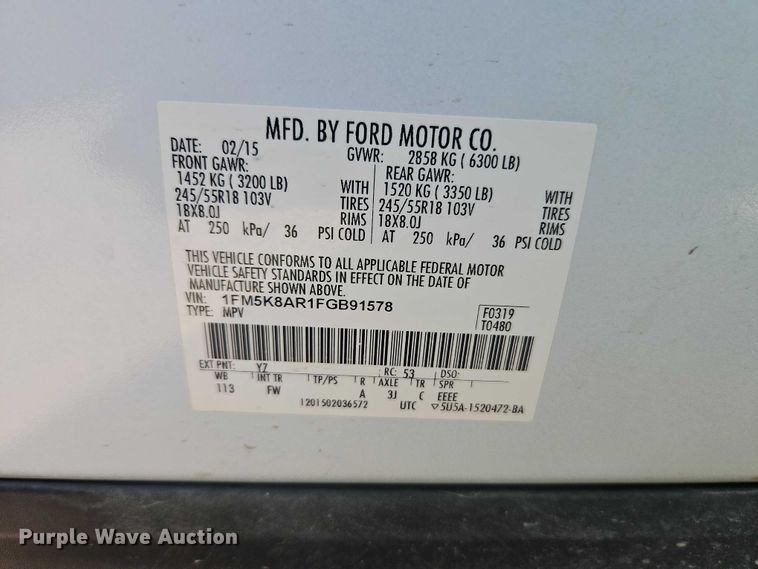 image for item EO7224 2015 Ford Explorer Police  SUV