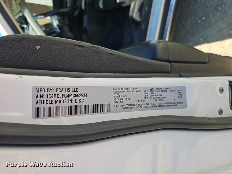 image for item EO7226 2021 Dodge Durango SSV SUV