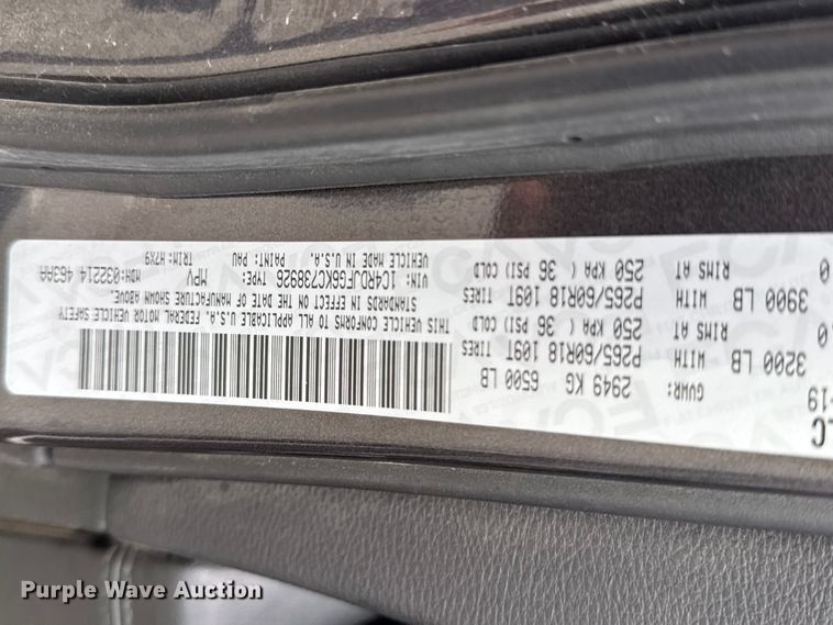 image for item ET1879 2019 Dodge Durango SSV SUV