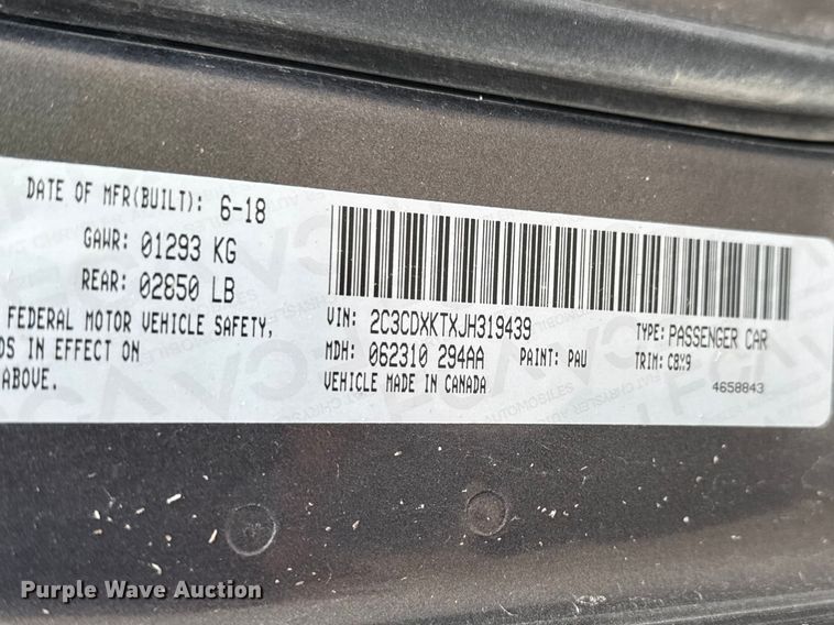 image for item ET1880 2018 Dodge Charger Police 