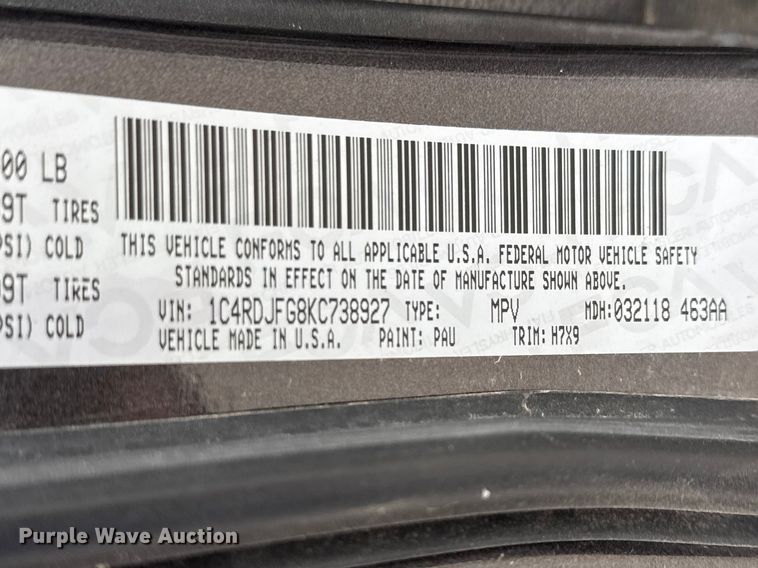 image for item ET1888 2019 Dodge Durango SSV SUV