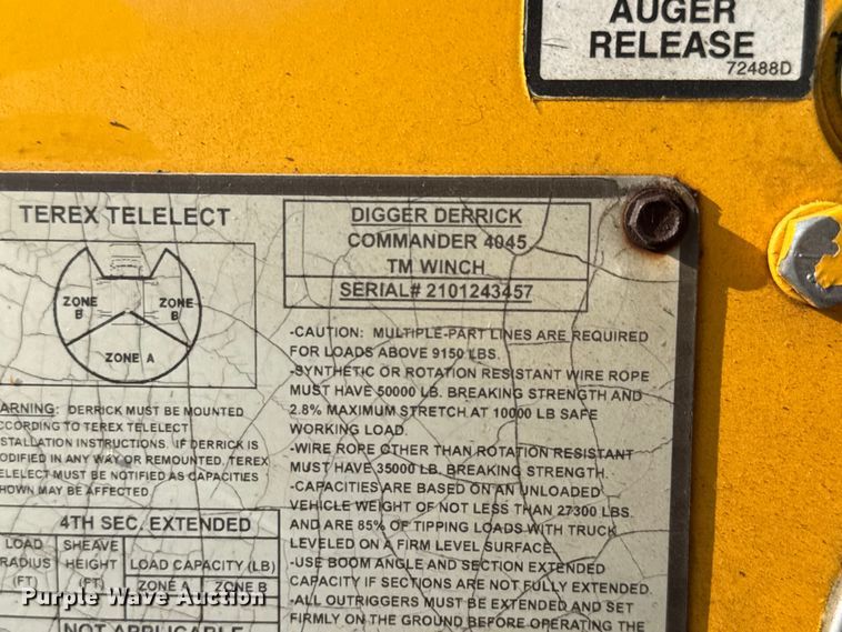 image for item ET1927 2011 International DuraStar 4300 digger derrick truck