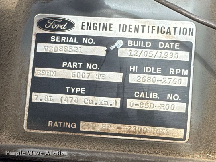 image for item ET1928 1991 Ford F800 digger derrick truck