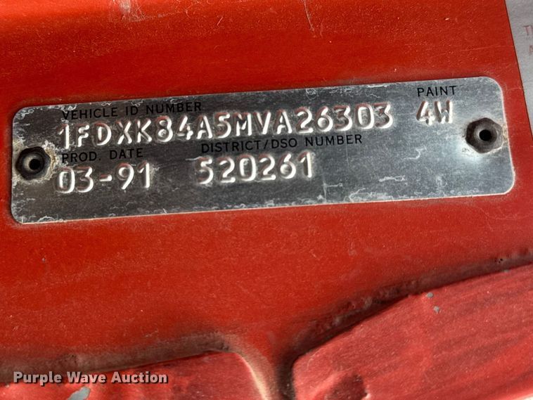 image for item ET1928 1991 Ford F800 digger derrick truck