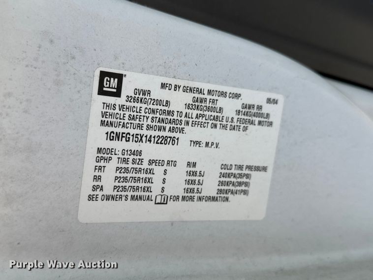 image for item ET1979 2004 Chevrolet Express 1500 van