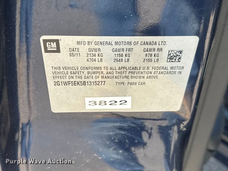 image for item ET1985 2011 Chevrolet Impala 