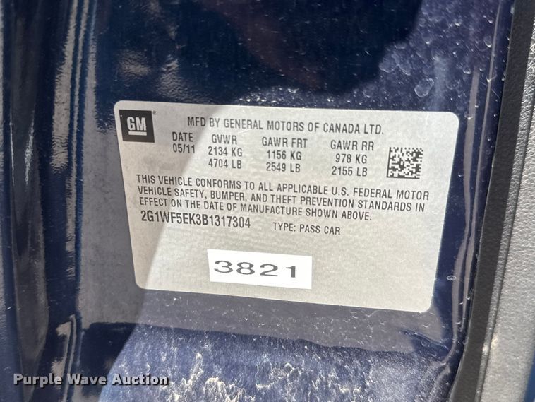 image for item ET1988 2011 Chevrolet Impala 