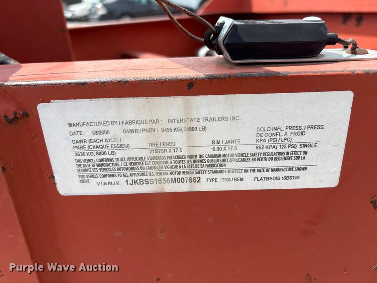 image for item ET5108 2006 Interstate Trailer equipment trailer