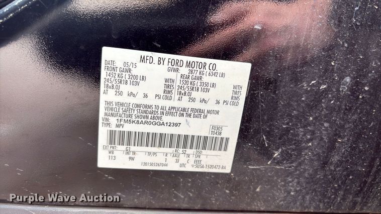 image for item ET5129 2016 Ford Explorer Police Interceptor SUV