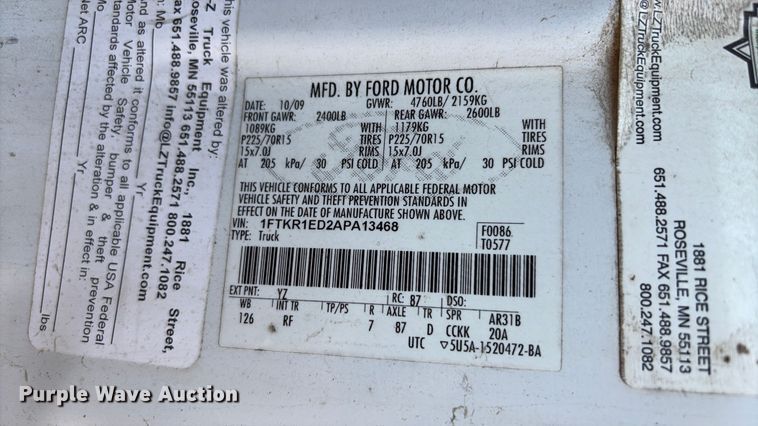 image for item ET5131 2010 Ford Ranger pickup truck