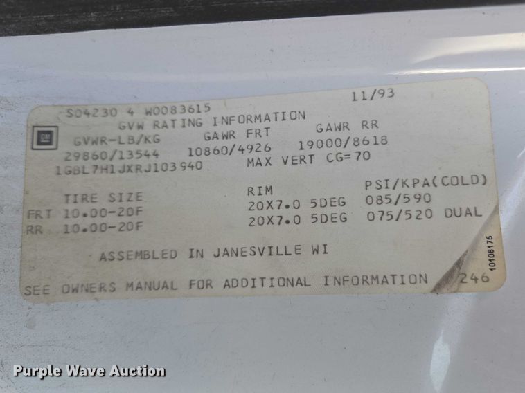 image for item ET5140 1994 Chevrolet C6500 bucket truck