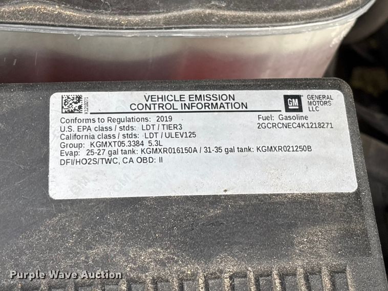 image for item EU0521 2019 Chevrolet Silverado 1500 Ext. Cab pickup truck