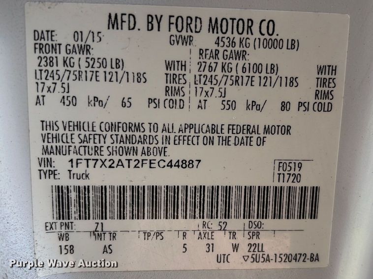 image for item EU7472 2015 Ford F250 Super Duty 