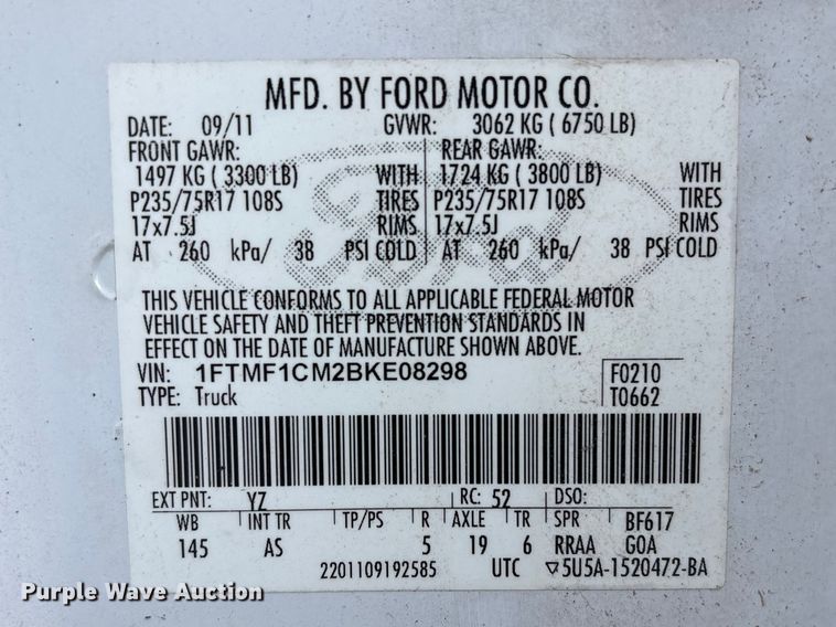 image for item EU7476 2011 Ford F150 pickup truck