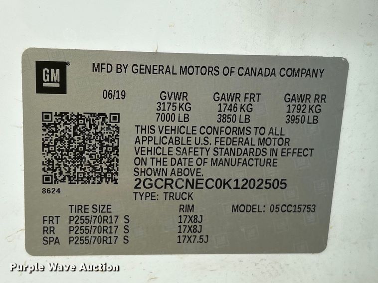 image for item EU7492 2019 Chevrolet Silverado 1500 Ext. Cab pickup truck