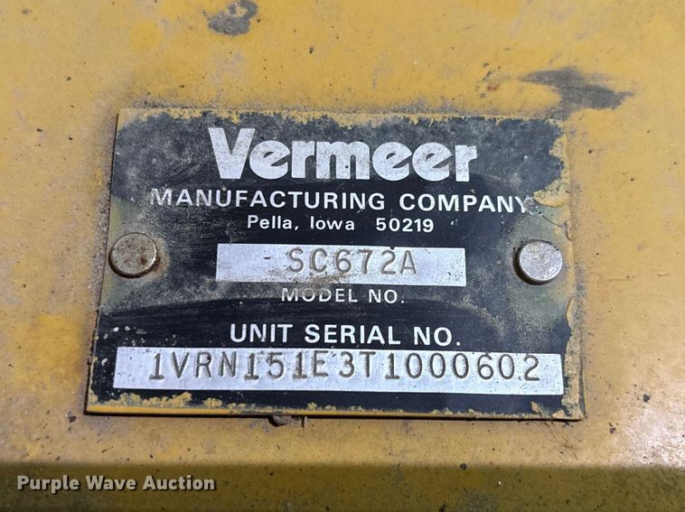 image for item EV2054 1996 Vermeer SC672A stump grinder